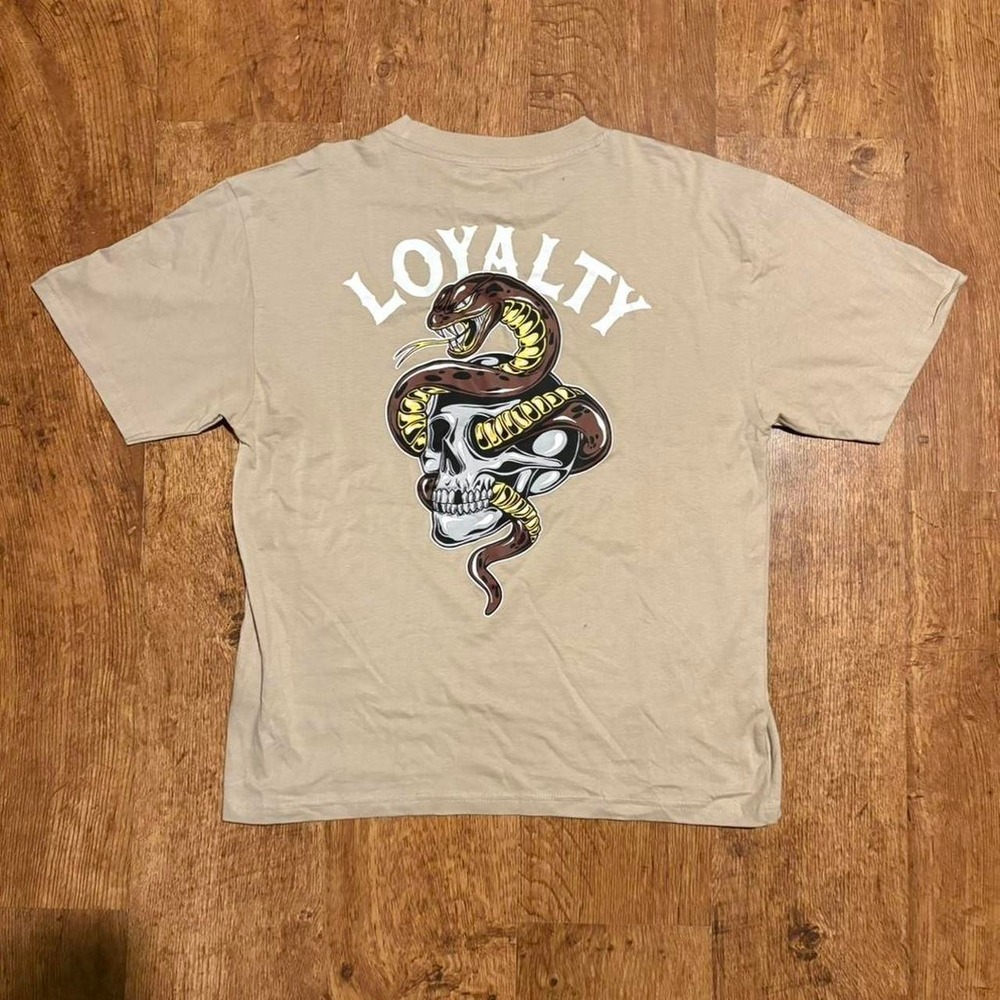 Taco Tuesday Loyalty Snake Skull Graphic T-Shirt Tan Mens Large RN75670